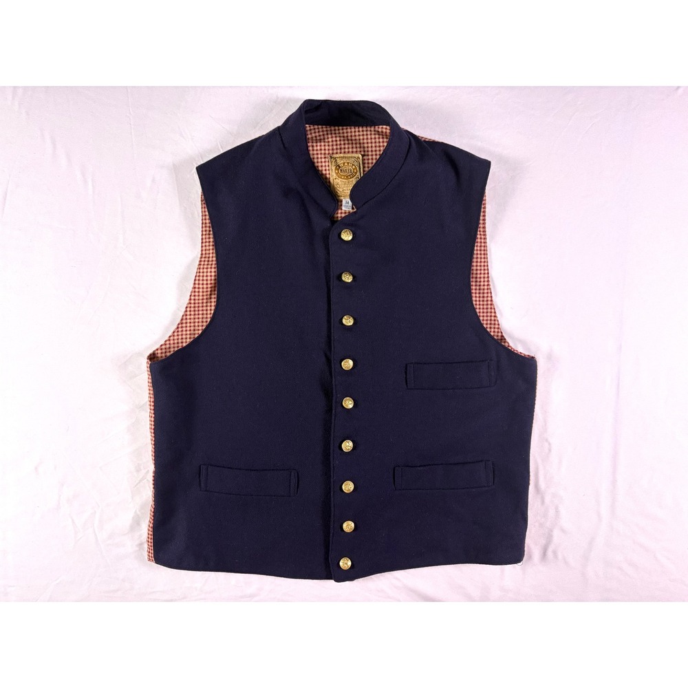 Vintage 90s Wah Maker Wool Vest Mens M Western Gingham Cinch Back USA Civil War